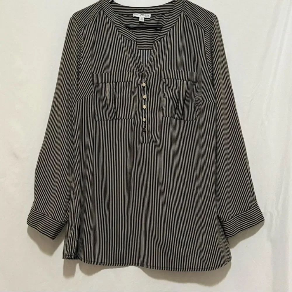 Womens Notations Striped Blouse
Size 2X